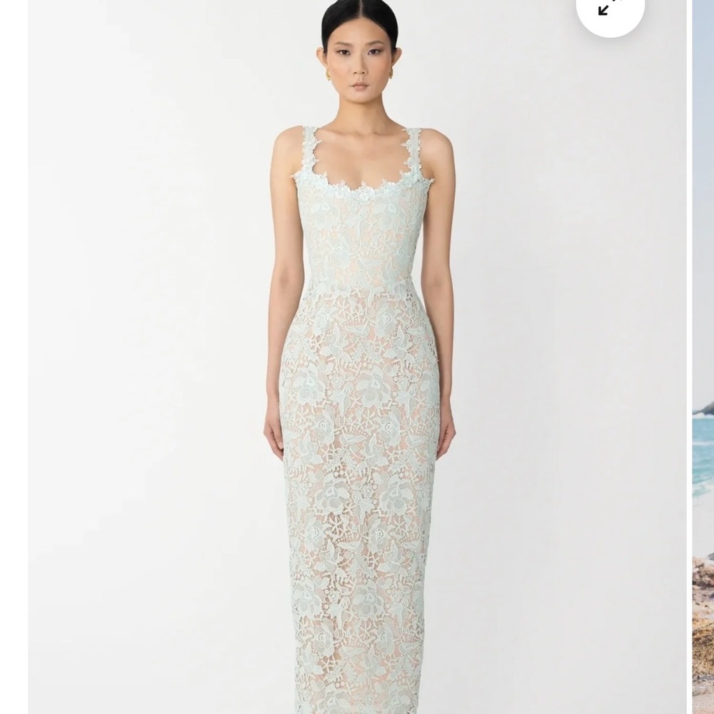 Sau lee Coraline Seafoam green dress, NWT, size 2, corset, lace flower
